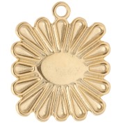 Colgante cuadrado 24x20 mm - motivo ojo - Dorado con oro fino - Blanco - Azul x1