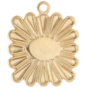 Colgante cuadrado 24x20 mm - motivo ojo - Dorado con oro fino - Blanco - Azul x1