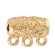 Cuenta tubo 13x10 mm - motivo étnico - con 3 anillos - Dorado con oro fino x1|raw }}