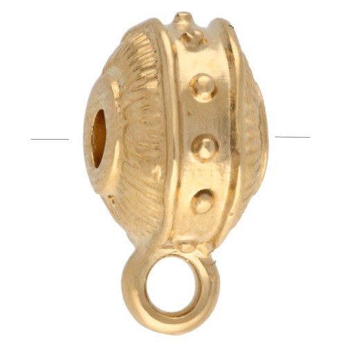 Cuenta redonda irregular aplanada 9 mm con 1 anilla - Dorado con oro fino x1