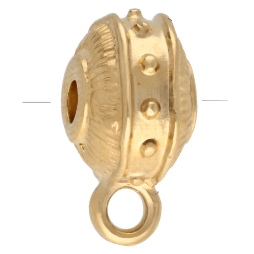 Cuenta redonda irregular aplanada 9 mm con 1 anilla - Dorado con oro fino x1
