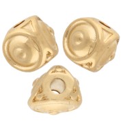Cuenta de 3 caras 8x6,5 mm con bolitas - Dorado con oro fino x1