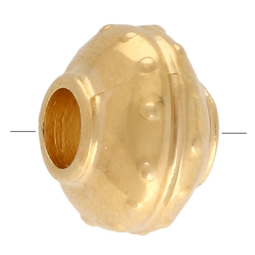 Cuenta plana redonda texturada 14 mm - Dorada con oro fino x1