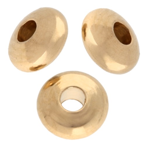 Cuentas redondas aplanadas 4 mm - Doradas con oro fino x10
