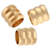 Perlas de tubo trabajadas 4x4 mm - agujero grande - Dorado con oro fino x5