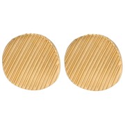 Pendientes redondos estriados 22 mm efecto ola - Dorados con oro fino x2