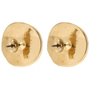 Pendientes redondos estriados 22 mm efecto ola - Dorados con oro fino x2
