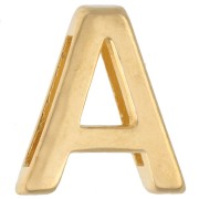 Pulsador con letra del alfabeto de 15 x 14 mm - A - para cinta de 10 mm - Dorado en oro fino x1