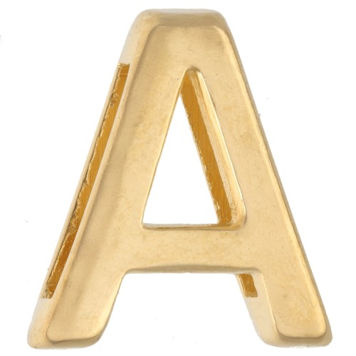 Pulsador con letra del alfabeto de 15 x 14 mm - A - para cinta de 10 mm - Dorado en oro fino x1
