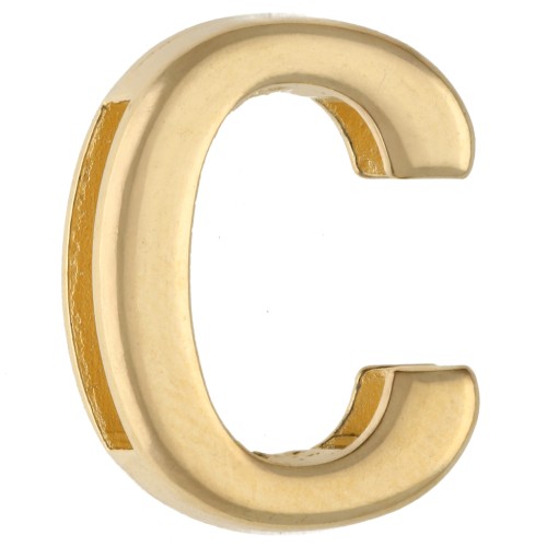 Pulsador con letra del alfabeto 15 x 12 mm - C - para cinta de 10 mm - Dorado en oro fino x1