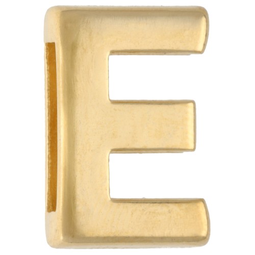 Pulsador con letra del alfabeto de 15 x 10 mm - E - para cinta de 10 mm - Dorado en oro fino x1