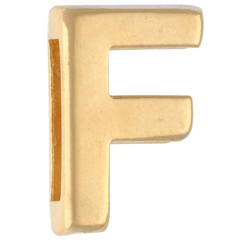 Pulsador con letra del alfabeto, 15 x 10 mm - F - para cinta de 10 mm - Dorado con oro fino x1