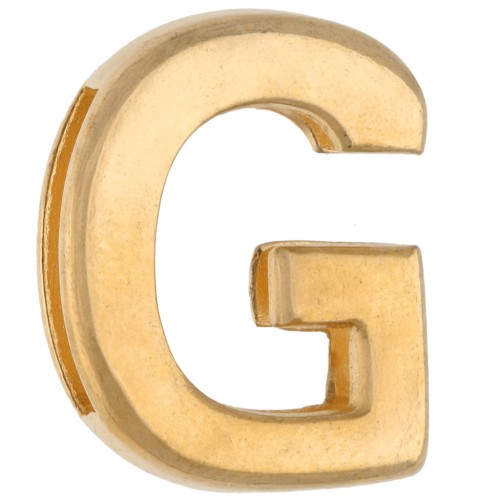 Pulsador con letra del alfabeto de 15 x 12 mm - G - para cinta de 10 mm - Dorado en oro fino x1