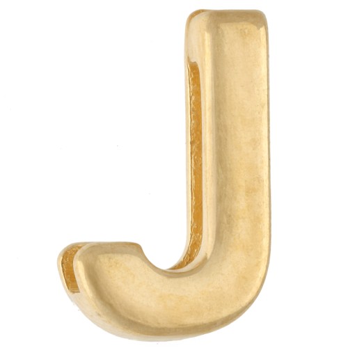 Empujador alfabeto letra 15x9 mm - J - para encaje de 10 mm - Dorado con oro fino x1