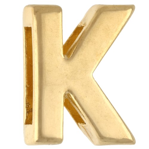 Empujador de letras alfabéticas 15x12 mm - K - para encaje de 10 mm - Dorado con oro fino x1