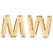 Tambor con letra del alfabeto de 15 x 17 mm — M o W — para cinta de 10 mm — Dorado en oro fino x1