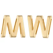 Tambor con letra del alfabeto de 15 x 17 mm — M o W — para cinta de 10 mm — Dorado en oro fino x1