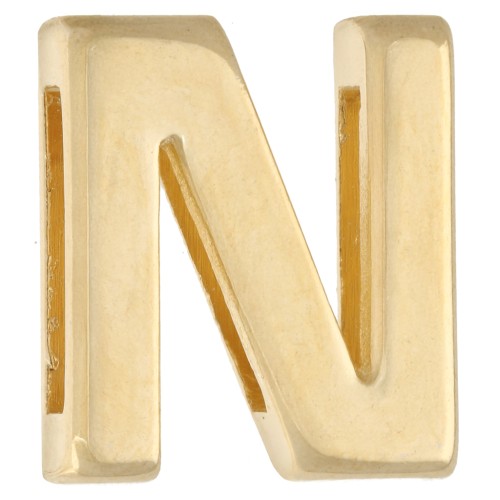 Tecla con letra del alfabeto de 15 x 13 mm - N - para cinta de 10 mm - Dorado en oro fino x1