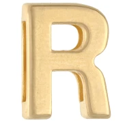 Pulsador con letra del alfabeto, 15 x 11,5 mm - R - para cinta de 10 mm - Dorado en oro fino x1