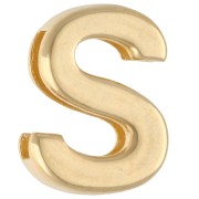 Empujador con letra del alfabeto, 15 x 11 mm - S - para cinta de 10 mm - Dorado en oro fino x1