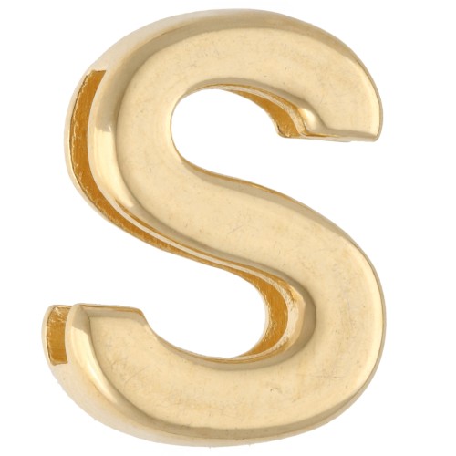 Empujador con letra del alfabeto, 15 x 11 mm - S - para cinta de 10 mm - Dorado en oro fino x1