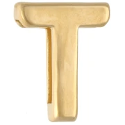 Empujador con letra del alfabeto de 15 x 12 mm - T - para cinta de 10 mm - Dorado en oro fino x1