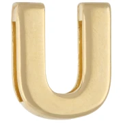 Pulsador con letra del alfabeto de 15 x 13 mm - U - para cinta de 10 mm - Dorado en oro fino x1