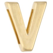 Empujador con letra del alfabeto, 15 x 13 mm - V - para cinta de 10 mm - Dorado en oro fino x1