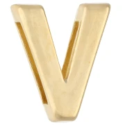 Empujador con letra del alfabeto, 15 x 13 mm - V - para cinta de 10 mm - Dorado en oro fino x1