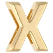 Pulsador con letra del alfabeto de 15 x 13 mm - X - para cinta de 10 mm - Dorado en oro fino x1