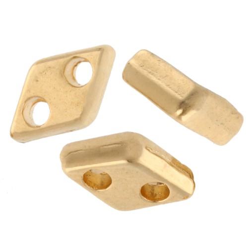 Cuenta rombo 7x4 mm - doble agujero - Dorado con oro fino x1