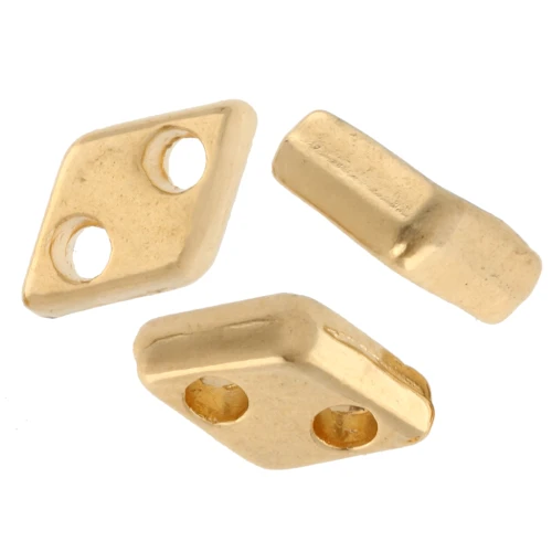 Cuenta rombo 7x4 mm - doble agujero - Dorado con oro fino x1