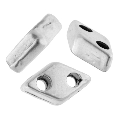 Cuenta romboidal 7x4 mm - doble agujero - Plata de ley envejecida x1