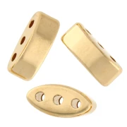 Navette de perla 8x4 mm - triple agujero - Dorado con oro fino x1