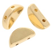 Cuenta media luna 5x10 mm - doble agujero - Dorado con oro fino x1