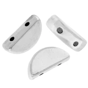 Cuenta media luna 5x10 mm - doble agujero - Plateado fino envejecido x1