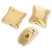 Cuenta de diamante abombada 8x7 mm - doble agujero - Dorado con oro fino x1