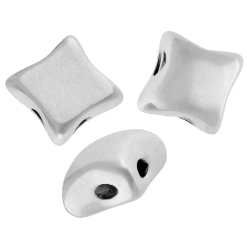 Cuenta rombo 8x7 mm - doble agujero - Plateado fino envejecido x1
