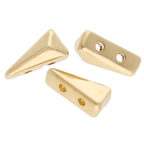 Cuenta triángulo facetada 8x4 mm - doble agujero - Dorado con oro fino x1