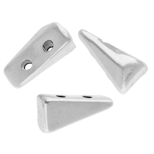 Cuenta triángulo facetada 8x4 mm - doble agujero - baño de plata envejecida x1