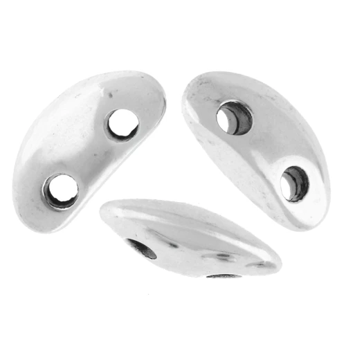 Cuenta semicircular 4x8 mm - doble agujero - Plateado fino envejecido x1