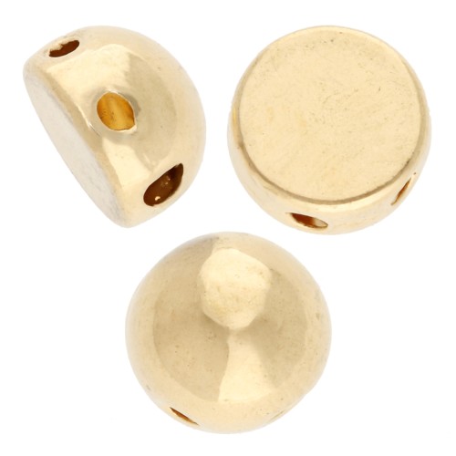 Perla media bola 6 mm - doble agujero - Dorada con oro fino x1