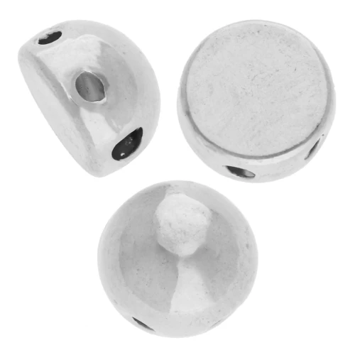 Cuenta de media bola de 6 mm - doble agujero - Plateado fino envejecido x1