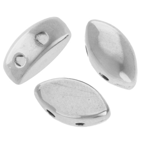 Perla naveta abombada de 8x4 mm - doble agujero - Chapado en plata fina envejecida x1