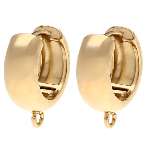 Pendientes criollos redondos de 14 mm de ancho con aro abierto - Dorado con oro fino x2