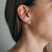 Pendientes de aro redondo fino de 14 mm con óxidos de circonio - Dorado con oro fino x2