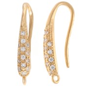 Ganchos para pendientes de 20 mm con óxido de circonio y aro - Dorado con oro fino x2|raw }}