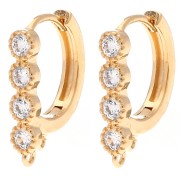 Barra 16x12,5 mm con CZ y 4 anillos abiertos - Dorado con oro fino x2|raw }}