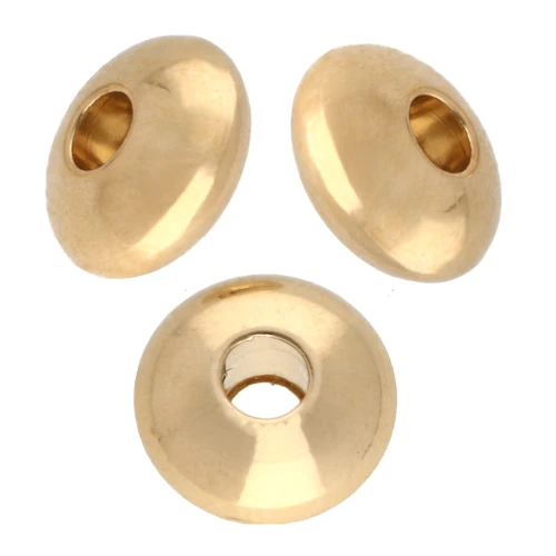 Cuentas redondas aplanadas 6 mm - Doradas con oro fino x10