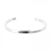 Pulsera jonc ovalado 2 agujeros 13 cm chapado en plata fina x1